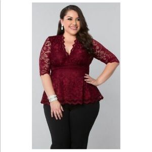 Kiyonna Red Lace Top